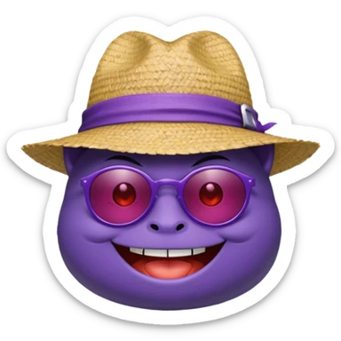 Gengar cute with sun glasses and a straw hat sticker