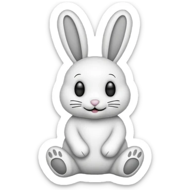 Emoji d'une peluche lapin squelette noir qui dit bonjour sticker