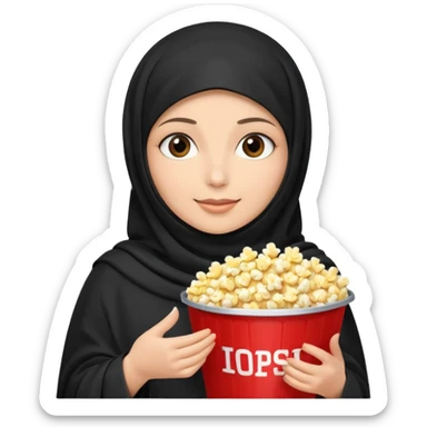 a burka holding a bucket of popcorn sticker