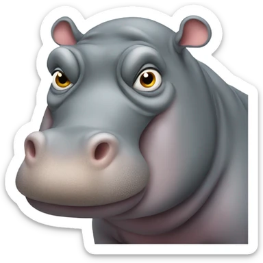 Hippo with wrinkle on its back sticker