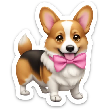 Corgi with pink bow sticker
