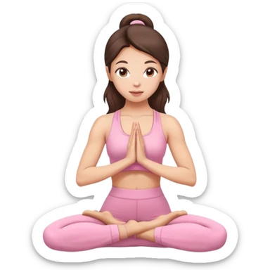 Brunette yoga girl light pink clothes  sticker