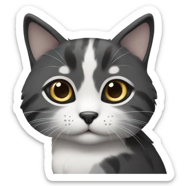 Black, Grey and White small cat whit cute eyes  sticker