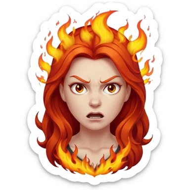 burning angry bodybuilder red haired woman sticker
