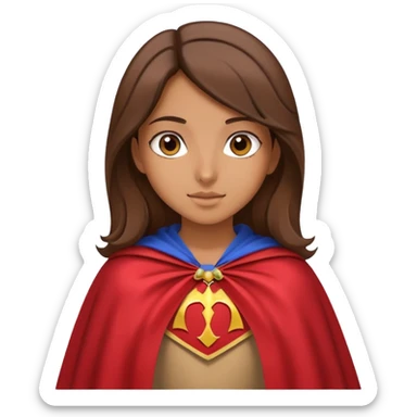 Arab girl with brown hair holding a cape sticker