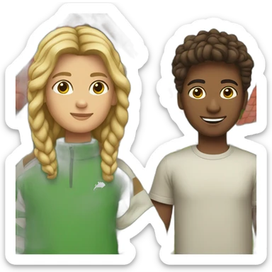 Een jongen met een groenen puma trui sticker