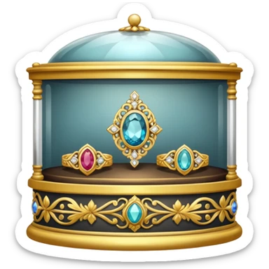 old jewelry in a glass showcase  sticker