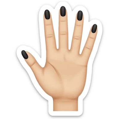 emoji icon of a human hand, slightly clenched, Each3 of 5 finger has a small black minimalist tattoo: 8 on the first finger, 1 on the middle finger, 2 on the third finger. Simple thin line tattoos, no shading. Flat emoji style, simplified hand shape, neutral skin tone, clean outlines,  sticker