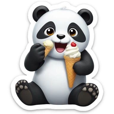 Panda eating ice cream sticker
