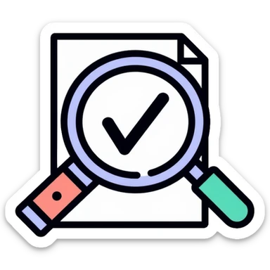 Quality Assurance logo with checkmark and magnifying glass sticker