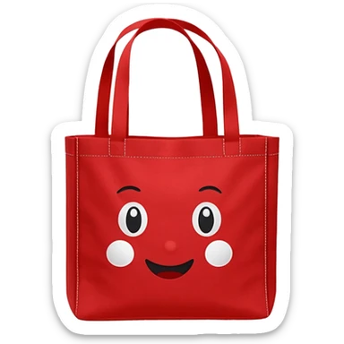 Reusable red Tote Bag sticker