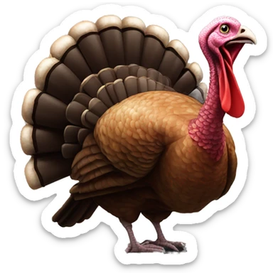 Realistic plucked turkey sitting on a wrecking ball with chain sticker