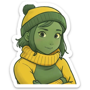 girl with crossed arms hugging her neck  sticker