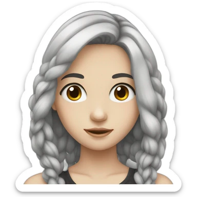 A white-skinned teenager with tied black hair sticker