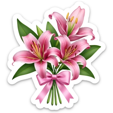 pink lily flower bouquet  sticker