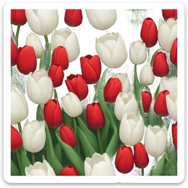 Envelope with red tulips and white tulips, the tulips must be either red or white sticker