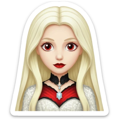 Bride of Dracula with long platinum blonde hair, ivory sequin outfit sticker
