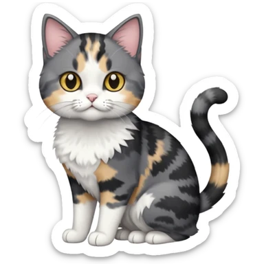 full body small short hair dark grey and white cat sticker