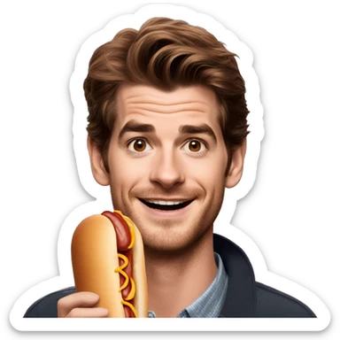 Andrew Garfield with a hotdog  sticker