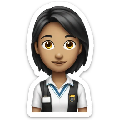 student black hair wear uniform no carry bag sticker