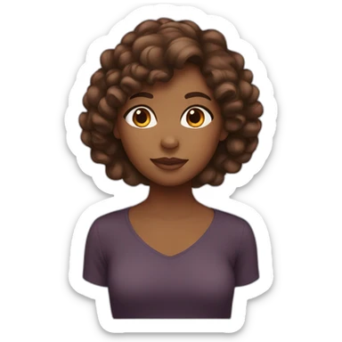 Brown girl with brown hair sticker