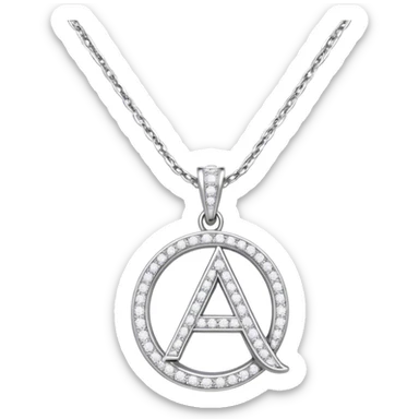 Diamond necklace with the cursive letter A pendant  sticker