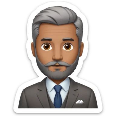 Dyed black gray hair  frencb beard graying indian guy in suit with a bentley names professor bw tlt sticker