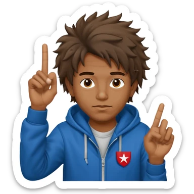 Moreno greñudo con capucha cuba la cara para el dedo del medio hombre sticker