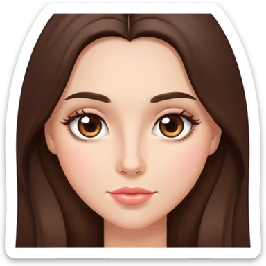 Prettyish, brunette with brown almond shaped eyes and long hair with rosy cheeks sticker