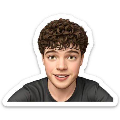 smiling boy in black shirt sticker