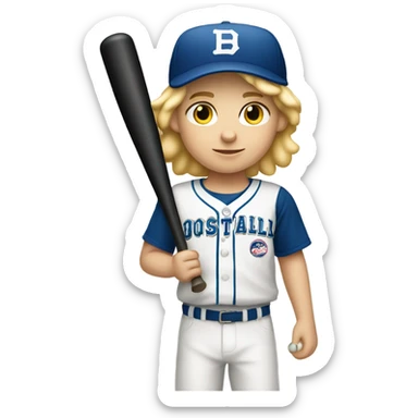blonde boy baseball player  sticker