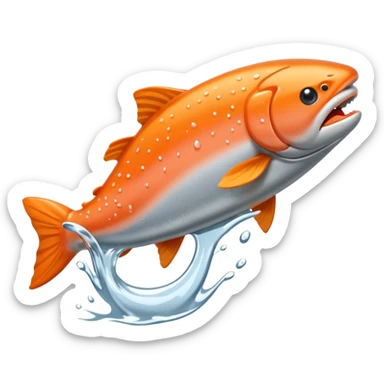 a salmon flopping out of water sticker