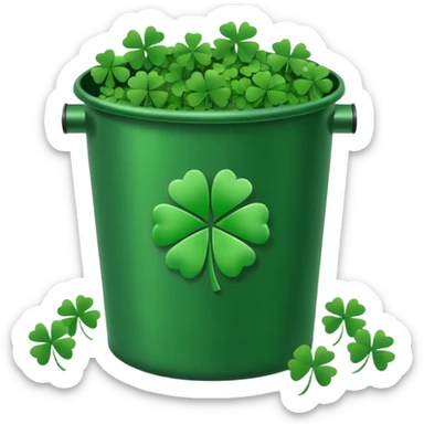 trash bin with lucky clovers sticker
