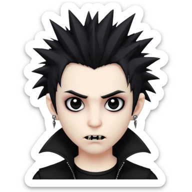 vampire emoji with spiky emo hair with stretched ears gauges sticker