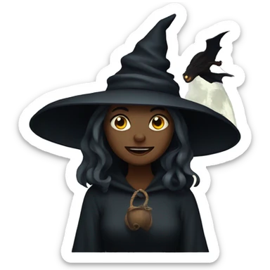 Witch at full moon sticker