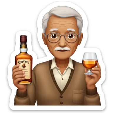 Anciano con botella de wiskey en la mano sticker
