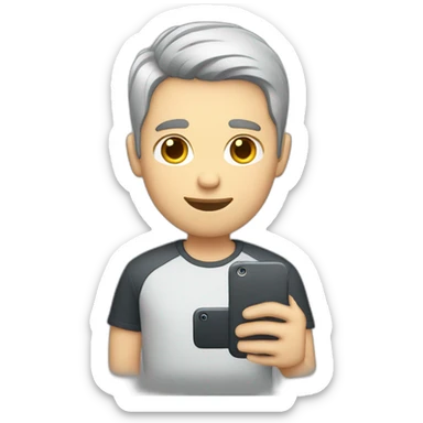 white guy with short dark hair showing a phone sticker