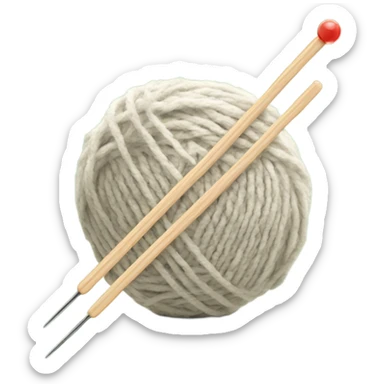 ball of yarn with two knitting needles sticker