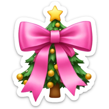 pink christmas bow christmas tree sticker