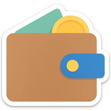 Add a coin partially inside the wallet, keep the color icon style, no background. sticker