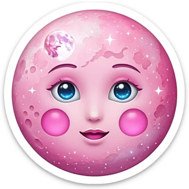 Pink sparkly moon sticker