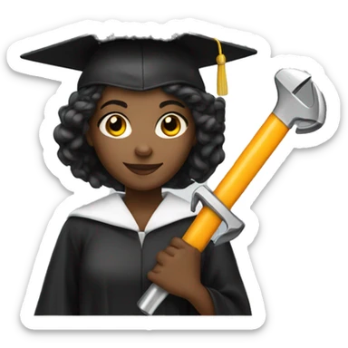 black girl graduated with a wrench graduated  sticker