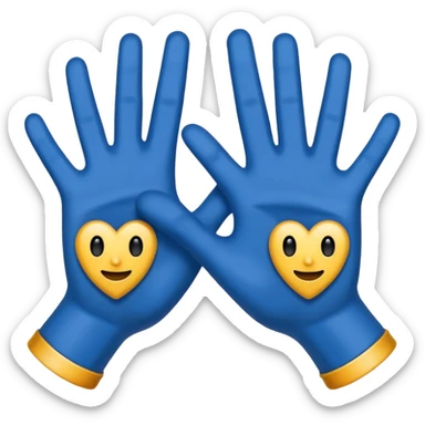 Dos manitas azules diagonales en forma de reverencia sticker