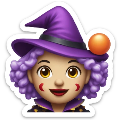  Cute clown witch sticker