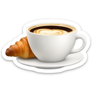 Cup of cappuccino with croissant sticker
