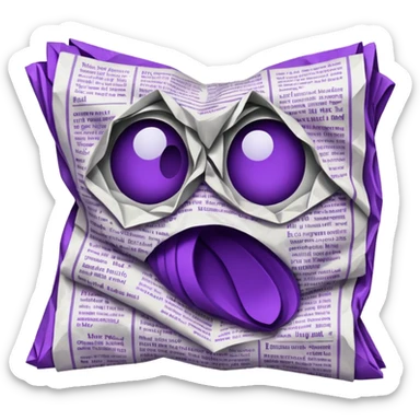 newspaper white and purple sticker