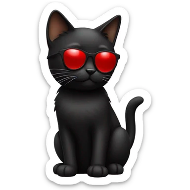 black cat with sunglasses red sticker