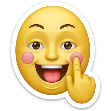 A laughing crying face emoji with a middle finger sticker