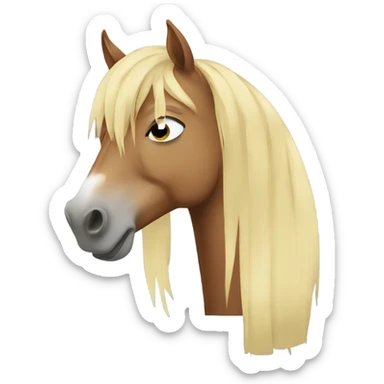 Horse with long blonde hair crying sticker