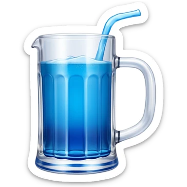 Large clear glass mug similar to beer stein with bright blue liquid inside. Put redbull drink logo on  mug. Add ridges to mug  sticker